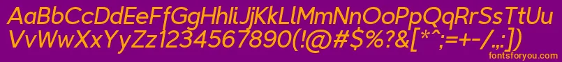 TriompheLightitalic Font – Orange Fonts on Purple Background