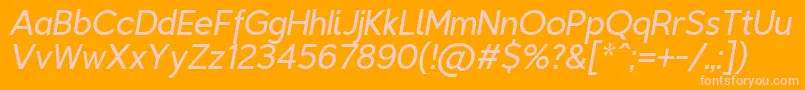 Fonte TriompheLightitalic – fontes rosa em um fundo laranja