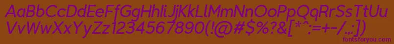 TriompheLightitalic Font – Purple Fonts on Brown Background
