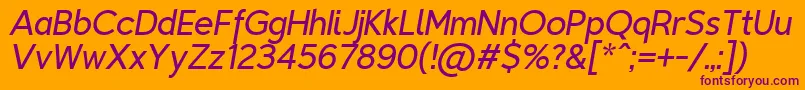 More about TriompheLightitalic Font TriompheLightitalic Font – Purple Fonts on Orange Background