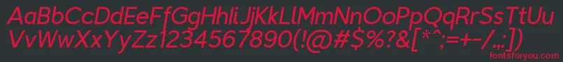 Fonte TriompheLightitalic – fontes vermelhas em um fundo preto