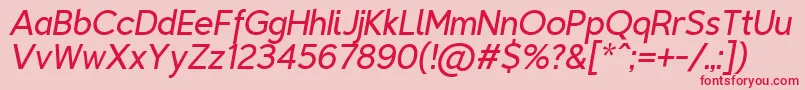 Fonte TriompheLightitalic – fontes vermelhas em um fundo rosa