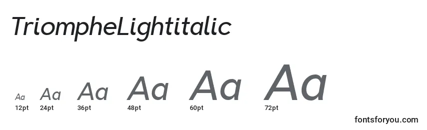 Размеры шрифта TriompheLightitalic