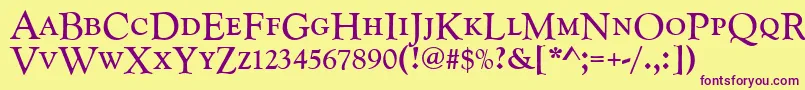 Goudycatdcdreg Font – Purple Fonts on Yellow Background