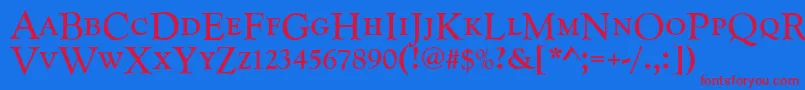 Goudycatdcdreg Font – Red Fonts on Blue Background