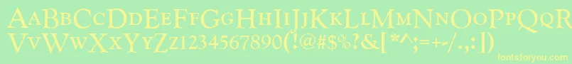 Goudycatdcdreg Font – Yellow Fonts on Green Background