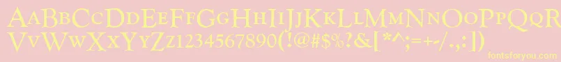 Goudycatdcdreg-Schriftart – Gelbe Schriften auf rosa Hintergrund