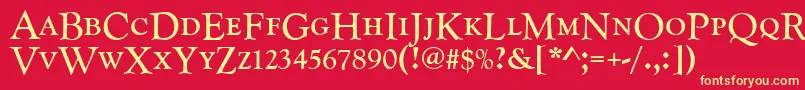 Goudycatdcdreg Font – Yellow Fonts on Red Background