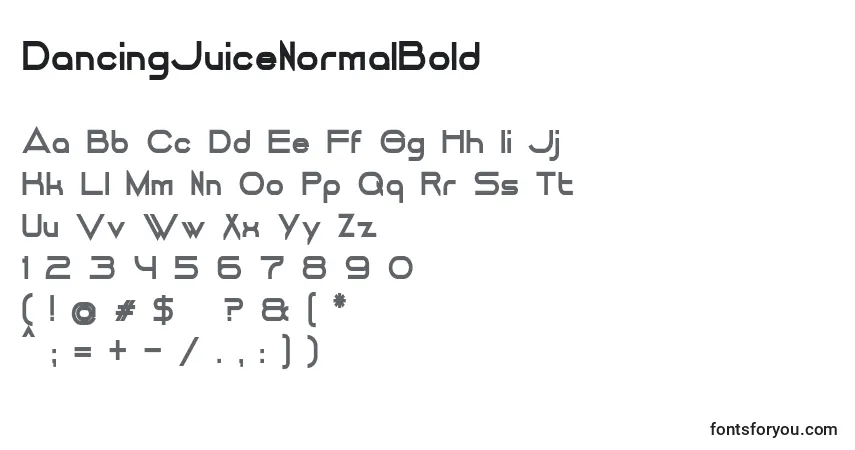 Czcionka DancingJuiceNormalBold (58320) – alfabet, cyfry, specjalne znaki