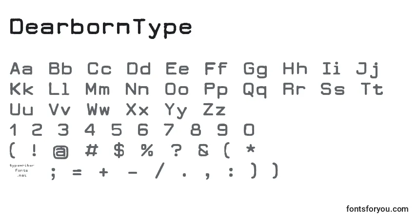 Fuente DearbornType - alfabeto, números, caracteres especiales