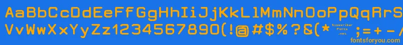 フォントDearbornType – オレンジ色の文字が青い背景にあります。