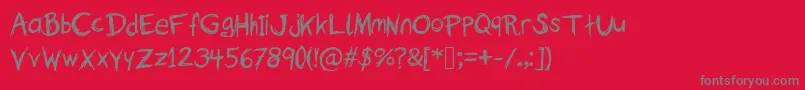 フォントTheFallOfASparrow – 赤い背景に灰色の文字