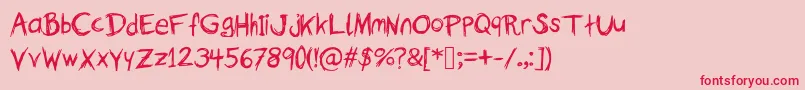 フォントTheFallOfASparrow – ピンクの背景に赤い文字