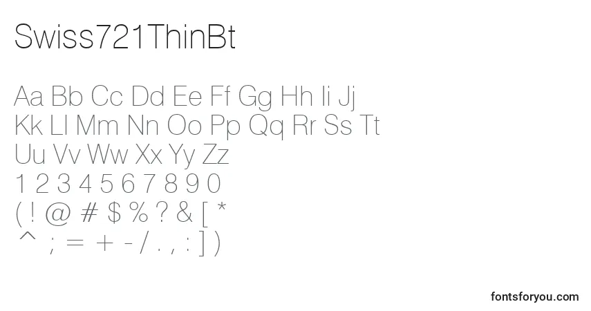 A fonte Swiss721ThinBt – alfabeto, números, caracteres especiais