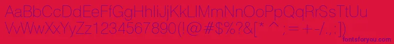 Swiss721ThinBt Font – Purple Fonts on Red Background