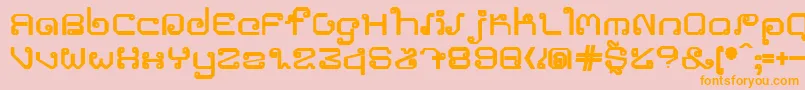 フォントKhmerroundblod – オレンジの文字がピンクの背景にあります。