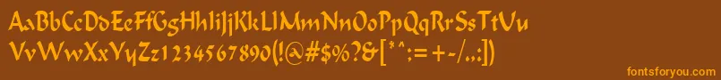 IgnaciouscondensedRegular-Schriftart – Orangefarbene Schriften auf braunem Hintergrund
