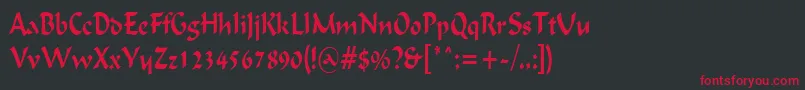 フォントIgnaciouscondensedRegular – 黒い背景に赤い文字