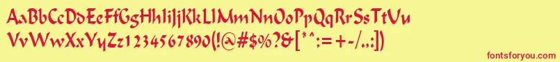 IgnaciouscondensedRegular Font – Red Fonts on Yellow Background