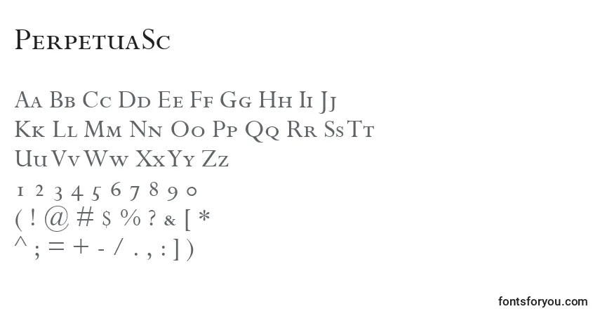 A fonte PerpetuaSc – alfabeto, números, caracteres especiais