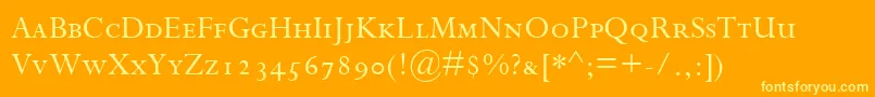 PerpetuaSc Font – Yellow Fonts on Orange Background