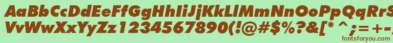 FuturaExtraBlackItalicBt Font – Brown Fonts on Green Background