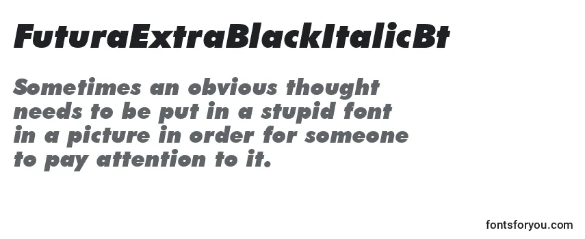 Review of the FuturaExtraBlackItalicBt Font