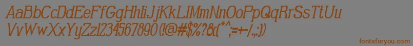 フォントGabrielSerifCondensedItalic – 茶色の文字が灰色の背景にあります。