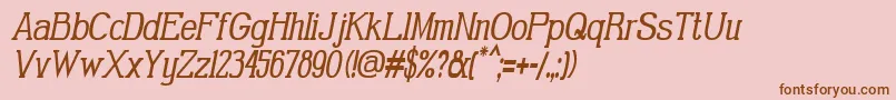 フォントGabrielSerifCondensedItalic – ピンクの背景に茶色のフォント