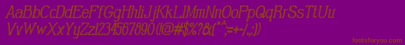 GabrielSerifCondensedItalic-Schriftart – Braune Schriften auf violettem Hintergrund