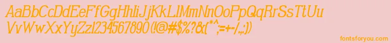 GabrielSerifCondensedItalic-fontti – oranssit fontit vaaleanpunaisella taustalla