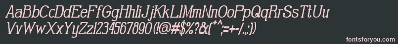 GabrielSerifCondensedItalic-fontti – vaaleanpunaiset fontit mustalla taustalla