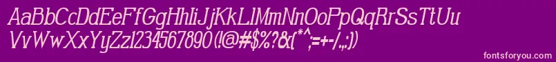 GabrielSerifCondensedItalic-Schriftart – Rosa Schriften auf violettem Hintergrund