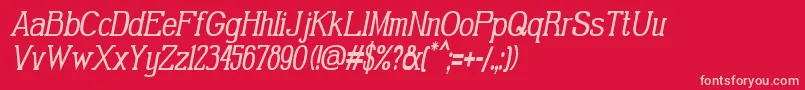 GabrielSerifCondensedItalic-Schriftart – Rosa Schriften auf rotem Hintergrund