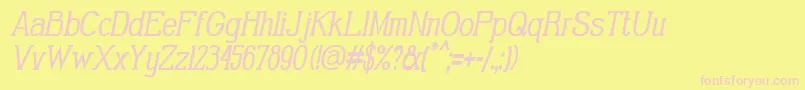 GabrielSerifCondensedItalic-fontti – vaaleanpunaiset fontit keltaisella taustalla