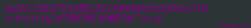 フォントGabrielSerifCondensedItalic – 黒い背景に紫のフォント