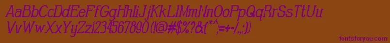 GabrielSerifCondensedItalic-Schriftart – Violette Schriften auf braunem Hintergrund