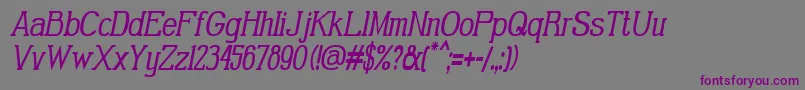 GabrielSerifCondensedItalic-fontti – violetit fontit harmaalla taustalla