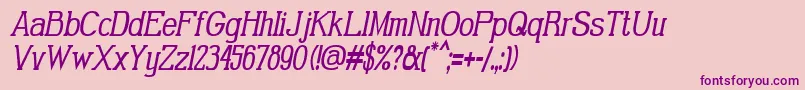 フォントGabrielSerifCondensedItalic – ピンクの背景に紫のフォント