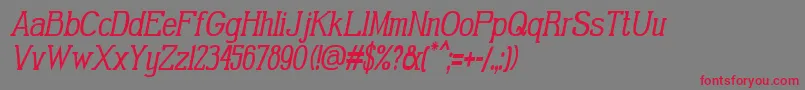 GabrielSerifCondensedItalic-fontti – punaiset fontit harmaalla taustalla