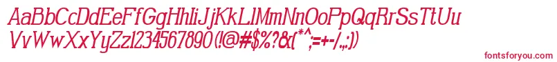 GabrielSerifCondensedItalic-fontti – punaiset fontit valkoisella taustalla