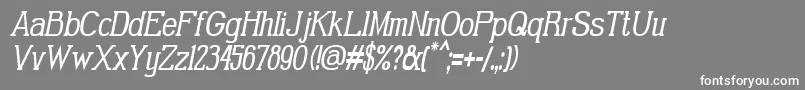 GabrielSerifCondensedItalic-fontti – valkoiset fontit harmaalla taustalla