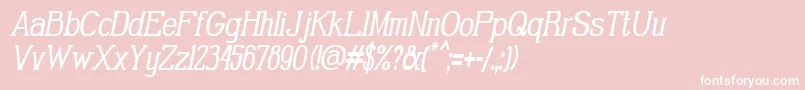 GabrielSerifCondensedItalic-fontti – valkoiset fontit vaaleanpunaisella taustalla