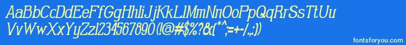 GabrielSerifCondensedItalic-fontti – keltaiset fontit sinisellä taustalla