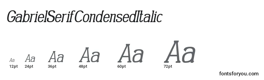 GabrielSerifCondensedItalic Font Sizes
