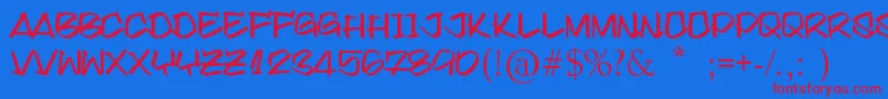 FoundItOnDafont Font – Red Fonts on Blue Background