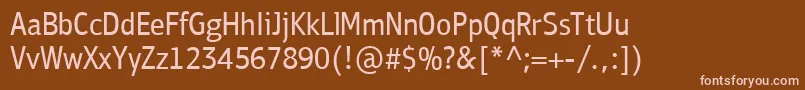 Czcionka PfbulletinsansproRegular – różowe czcionki na brązowym tle