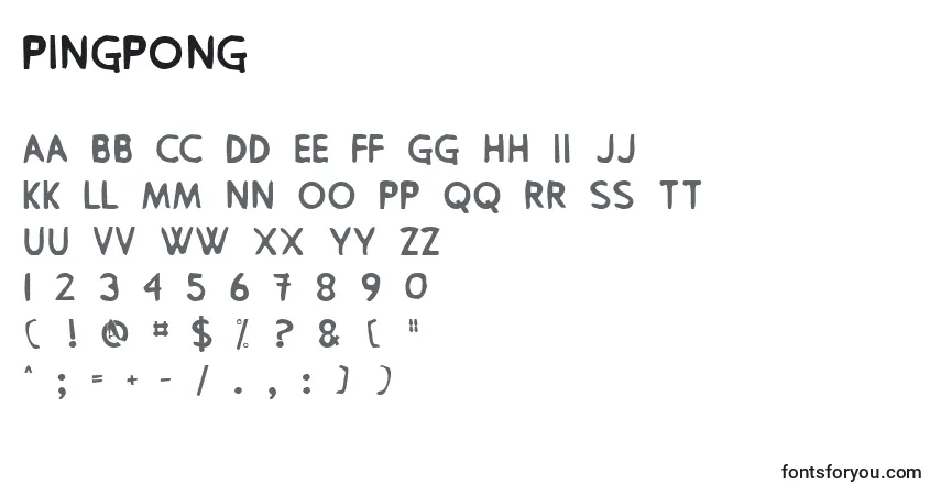 Schriftart Pingpong – Alphabet, Zahlen, spezielle Symbole