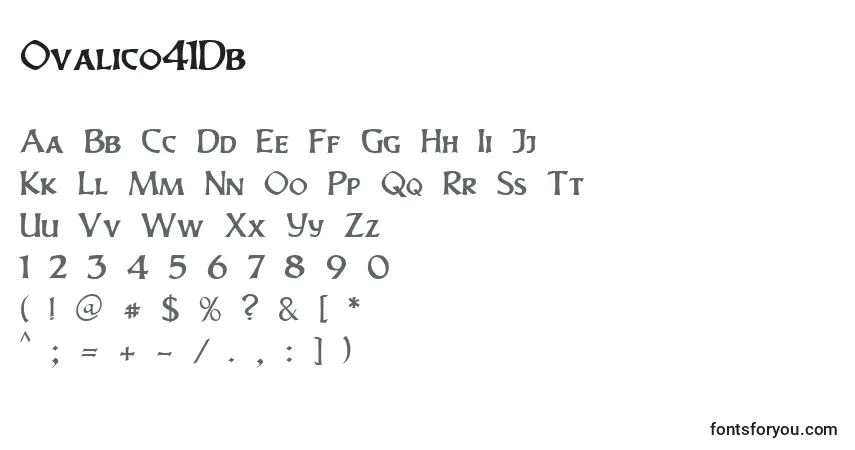 Czcionka Ovalico41Db – alfabet, cyfry, specjalne znaki