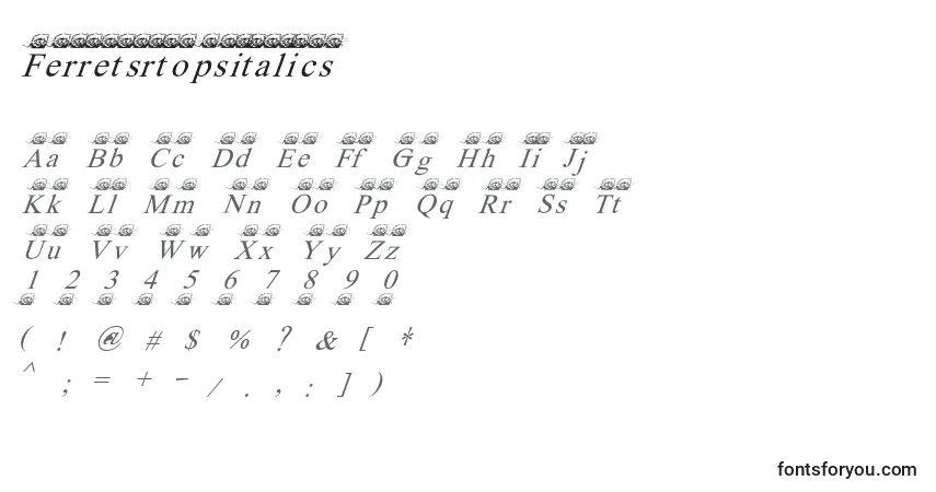 A fonte Ferretsrtopsitalics – alfabeto, números, caracteres especiais